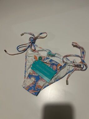 Melissa Odabash Paisley Tie-Side Bikini Bottom in Blue, Pink & Orange